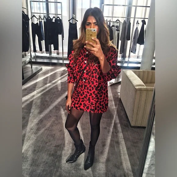 TOPSHOP Red Denim Leopard Set - Picture 6 of 9